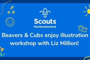 Banner image showing logo and the words 'Beavers & Cubs enjoy illustration workshop with Liz Million!'